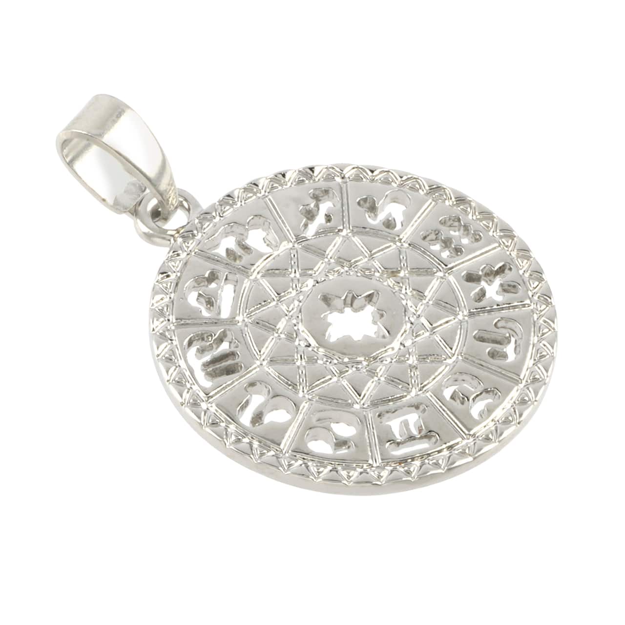 12 Pack: Rhodium Round Zodiac Pendant by Bead Landing™